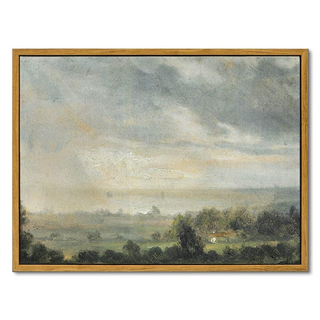 InSimSea Framed Wall Art Room Decor Classical Oil Painting Canvas Prints View from the Elbe Valley with high cloudy sky Vintage Wall Art Home Room Decor 12x16in/30x40cm