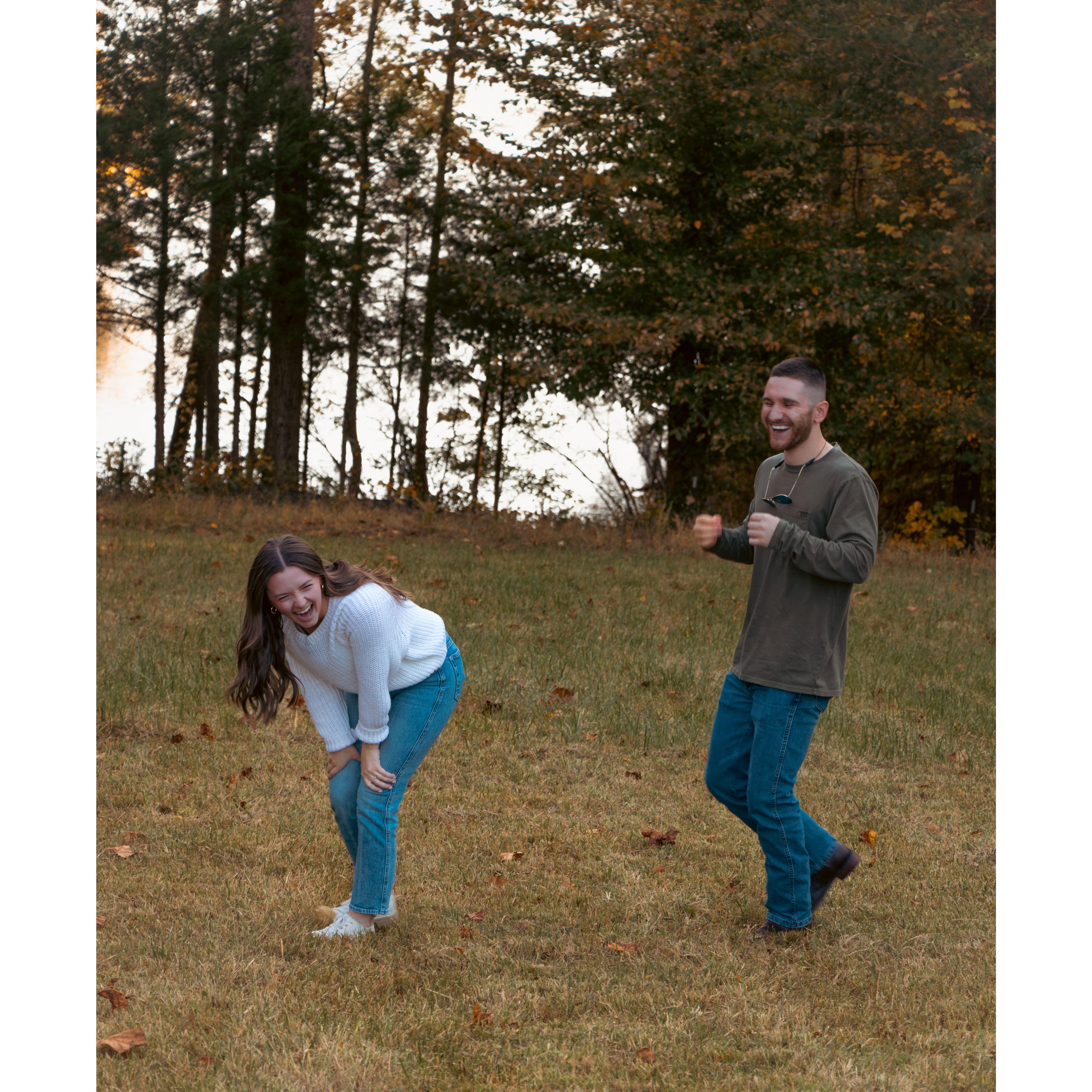 When Maddie realized that Doug had a photographer hide out and capture the proposal!