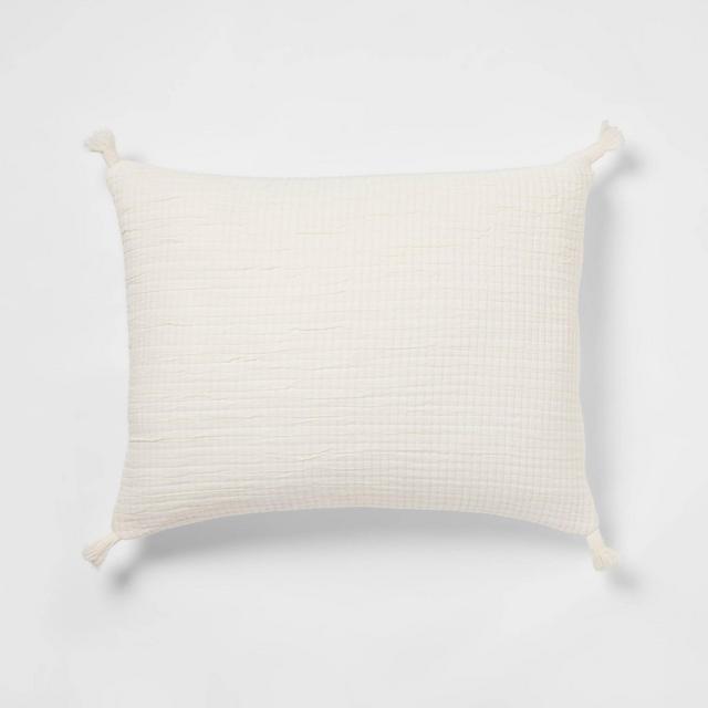 Standard Double Cloth Quilt Sham Cream - Threshold™