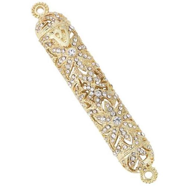 Olivia Riegel 4.5-Inch Gold Mezuzah with Clear Crystals