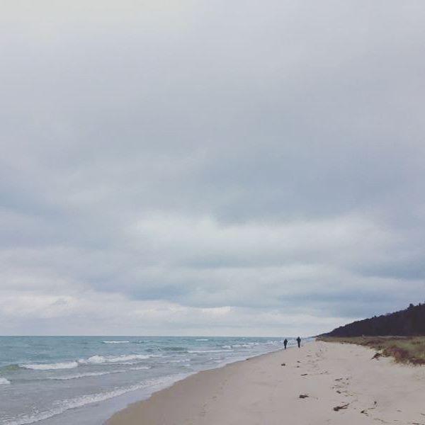 Matt and I walking along Lake Michigan where we spent our first weekend together.
