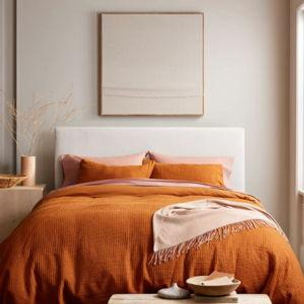 Organic Luxe Honeycomb Duvet Cover Set - Terracotta