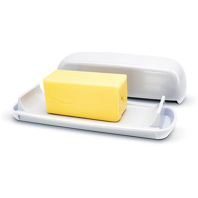 Butter Hub Butter Dish with Lid, Butter Keeper for Countertop, Easy Scoop, No Mess Lid, Dishwasher Safe (White)