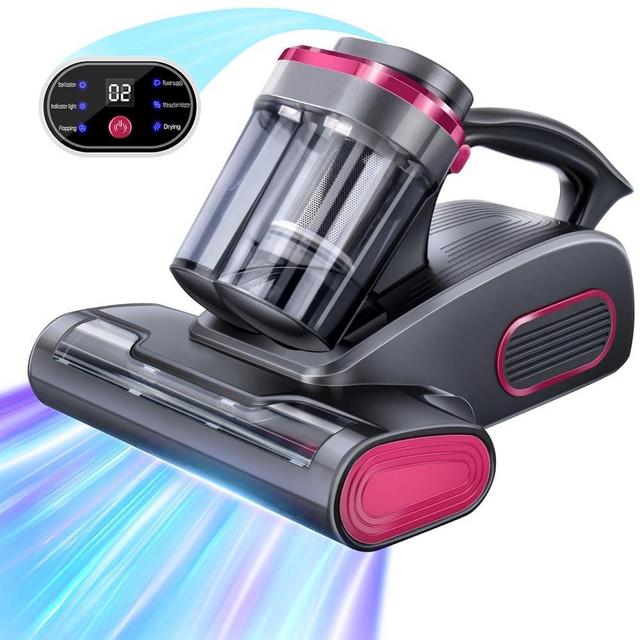 Bed Vacuum Cleaner, Mattress Vacuum Cleaner Portable 15KPa UV with High Heating Tech & Roller Brush Vacuums Upgrade Double Dust Cup Widened Suction Port Handheld Vacuums for Bed Carpet Fabric Sofa
