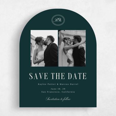 Green Arch Wedding Save the Date - Mahogany Photo