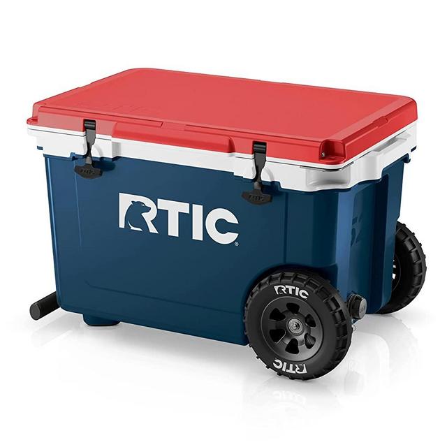 RTIC 52 Quart Ultra-Light Wheeled Hard Cooler Insulated Portable Ice Chest Box for Beach, Drink, Beverage, Camping, Picnic, Fishing, Boat, Barbecue, 30% Lighter Than Rotomolded Coolers