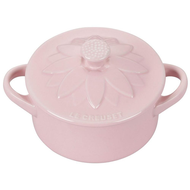 Le Creuset Stoneware Mini Round Flower Cocotte, 8-Oz., Chiffon Pink