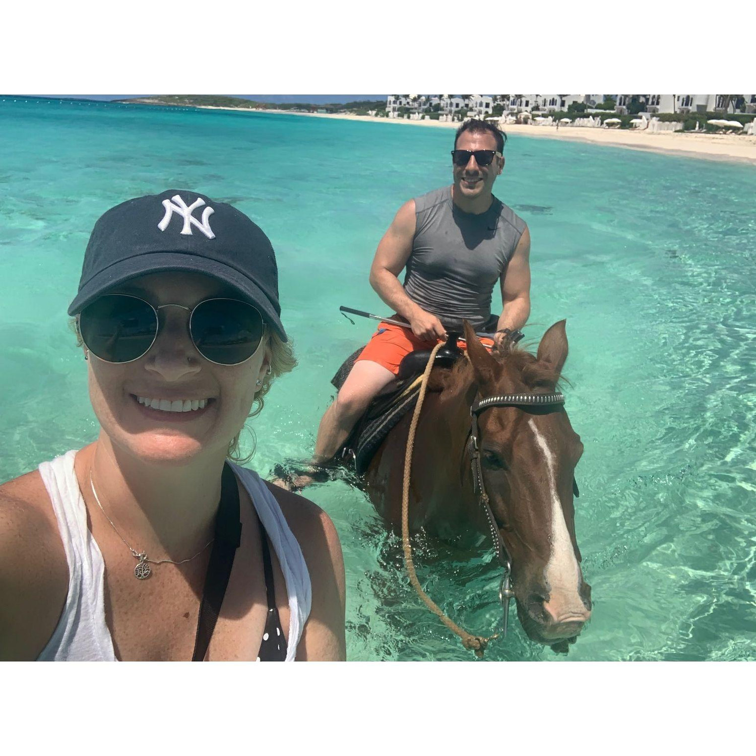 Our first time riding horses together in Anguilla!