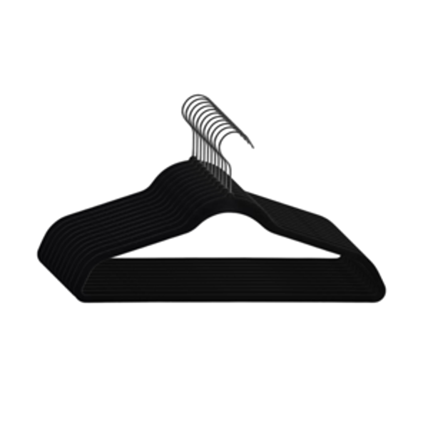 Set of 10 Fabric Hangers in Black