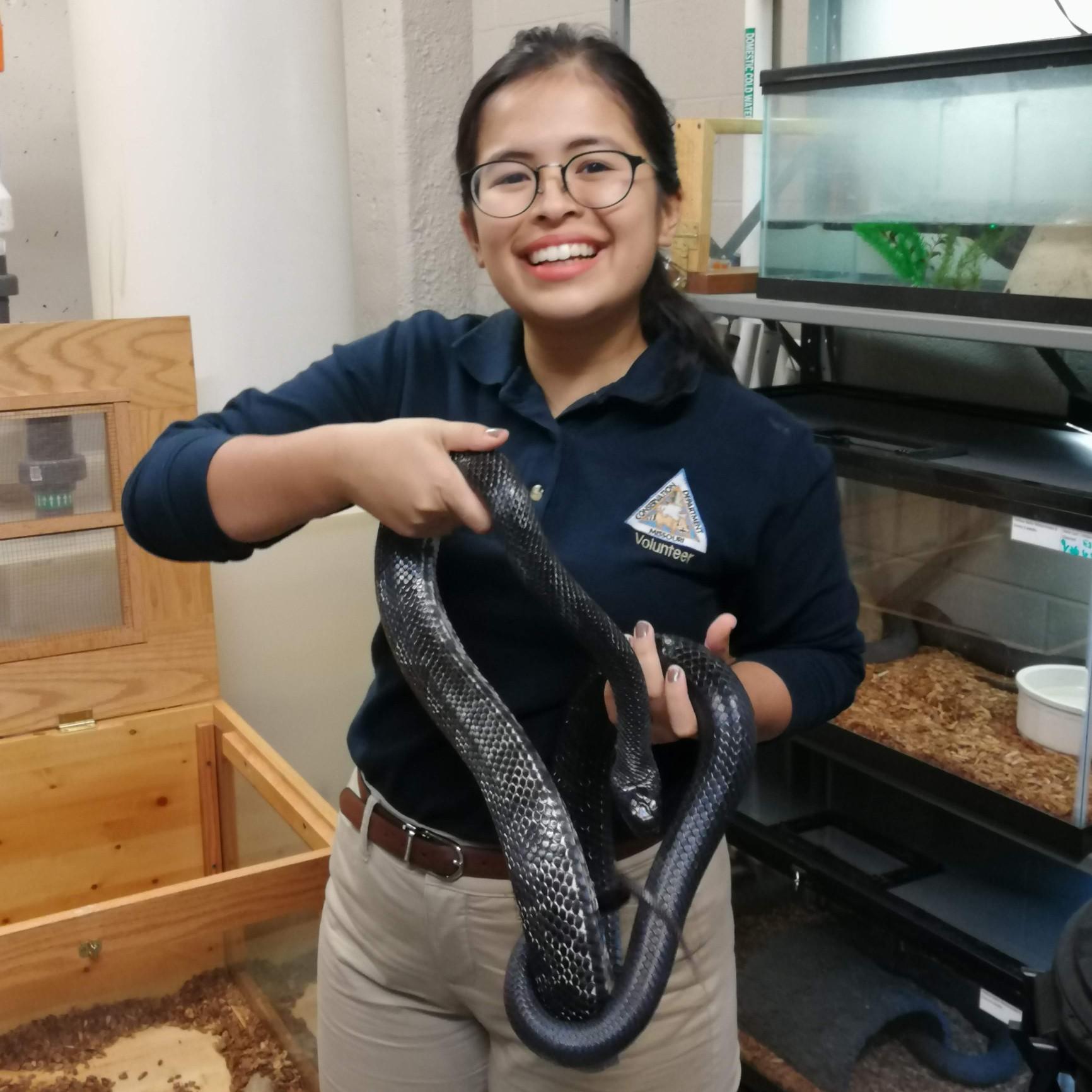 Aline volunteers at the Nature Center!