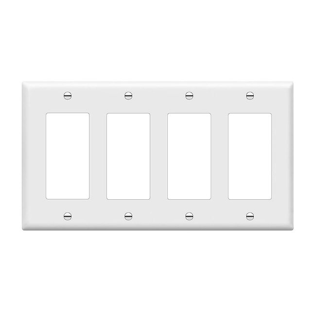 ENERLITES Decorator Light Switch or Receptacle Outlet Wall Plate, Gloss Finish, Size 4-Gang 4.50" x 8.19", Polycarbonate Thermoplastic, 8834-W, White, Standard Size