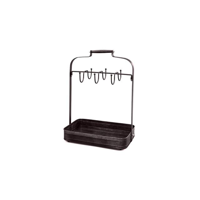 The Lakeside Collection Farmhouse Coffee Mug Rack Tray Kitchen Organizer Decor Black