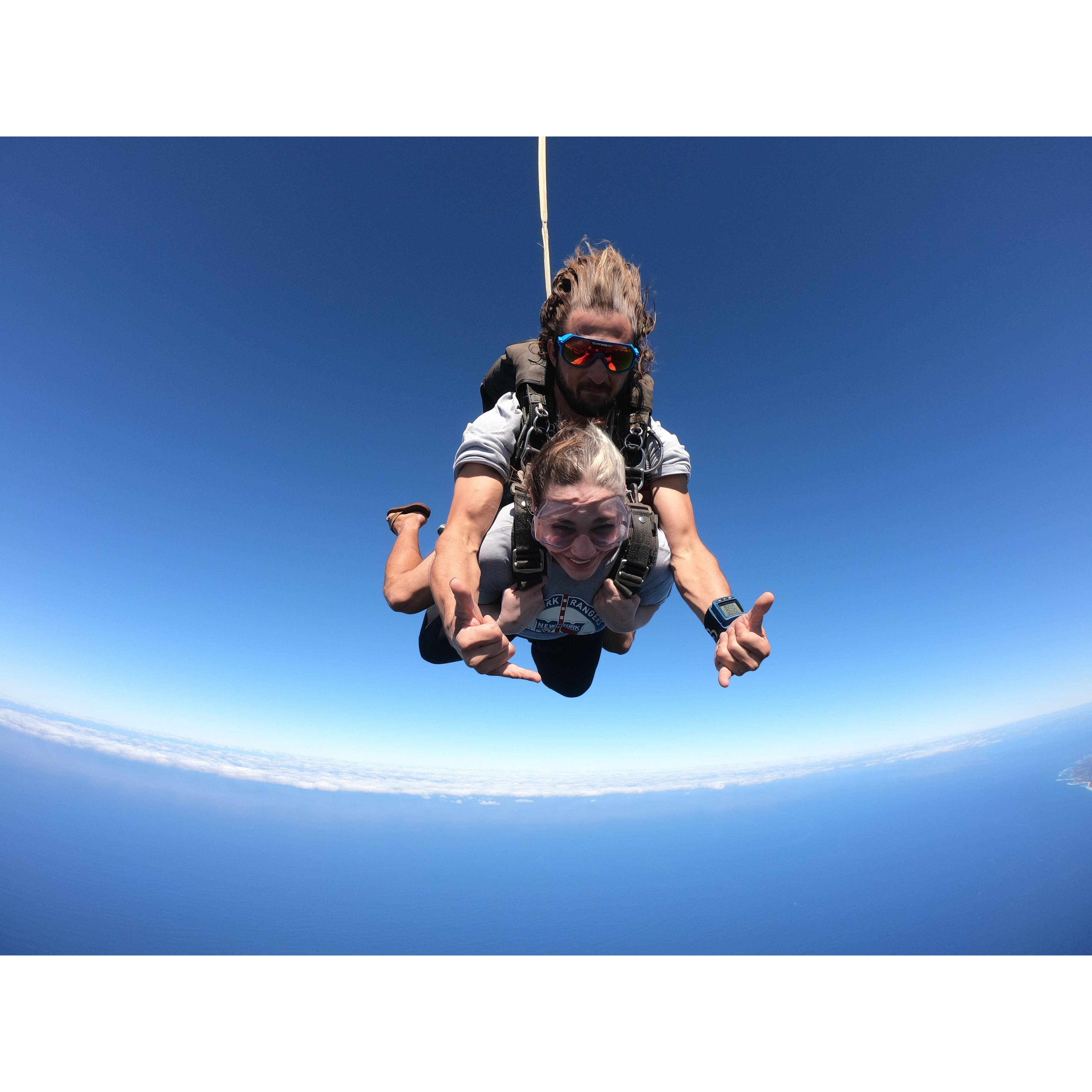 Toni. Terrified. Right after jumping out of a plane. Hawaii, 2023.