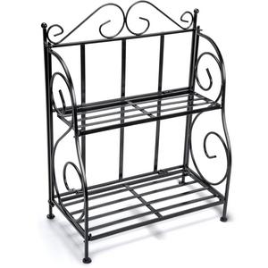 Storage Rack, Packism 2 Tier Spice Rack Foldable Storage Shelving for Kitchen Countertop Bathroom Cabinet Organizer for Home, Office, Bookshelf, Plant Holder, Black