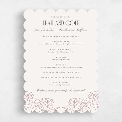 Beige Scalloped Wedding Program - Silvana