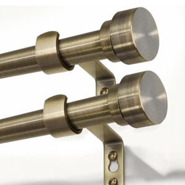 (ANTIQUE BRONZE) 2 Pack Bronze Curtain Rods for Windows 28 to 48 Inches Adjustable Length Heavy Duty 1" Diameter Window Curtain Rod with Solid Metal Finials for Outdoor Farmhouse Bedroom Kitchen Living Room