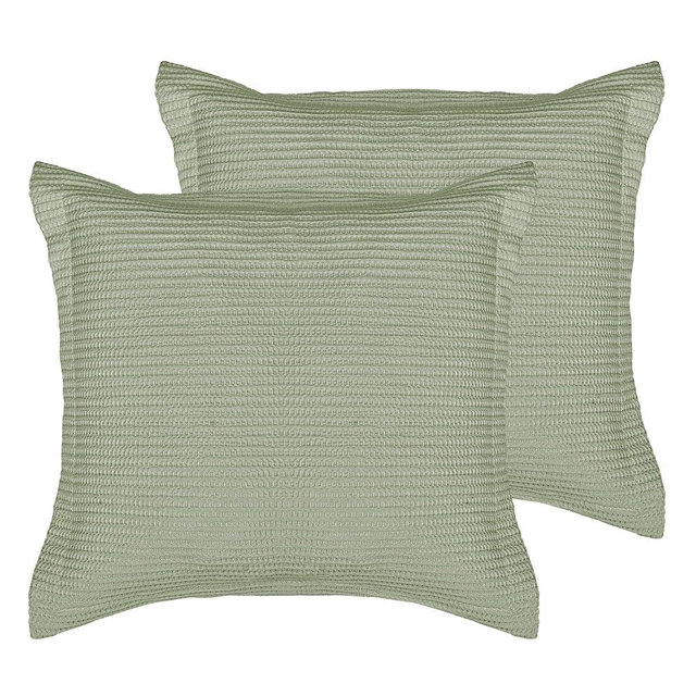 Levtex Home - Cloud Waffle Euro Sham Set of 2 - Waffle Weave - Desert Sage - Two Euro Shams (26 x 26in.) - No Insert - Cotton