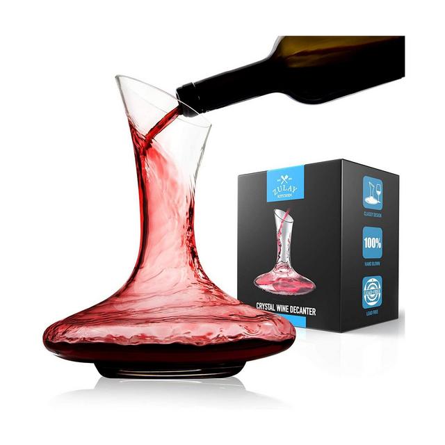 Zulay Kitchen Crystal Red Wine Decanter - 100% Hand Blown Lead-Free Glass Wine Aerator (1800ml)