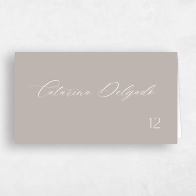 Greige, Brown Wedding Place Card - Zion
