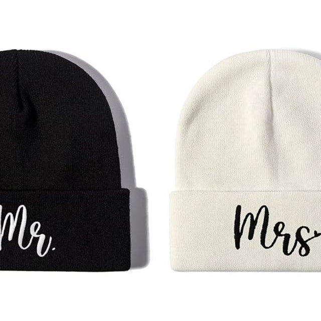 Enodtter Mr Mrs Grandpa Grandma Dad Mom Hubby Wifey Beanie Hats