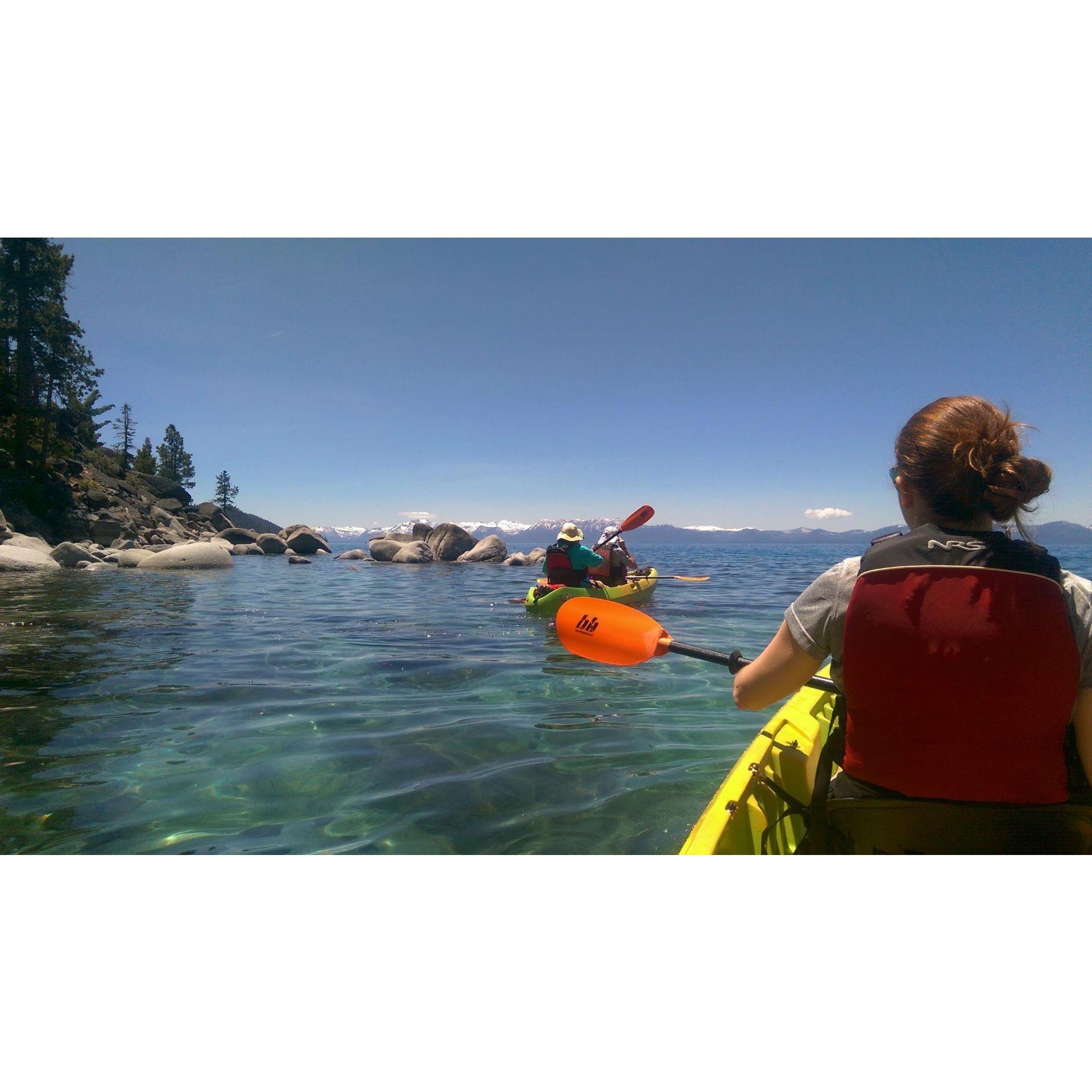 Kayaking in Lake Tahoe, CA, with Chris's parents. June 2016