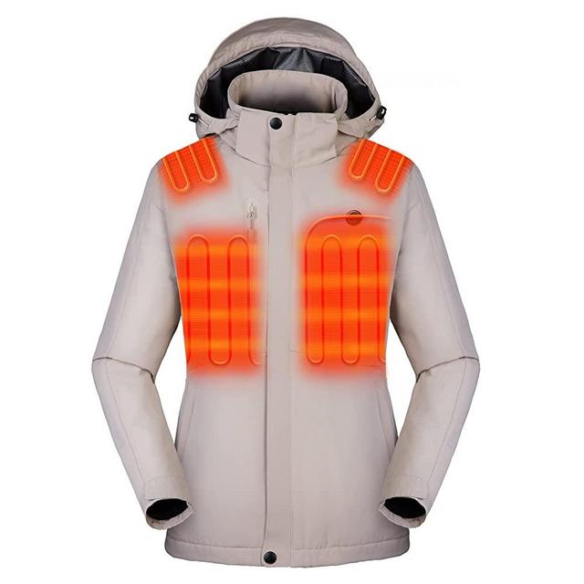 Venustas Women's Heated Jacket with Battery Pack 7.4V, Windproof Electric Insulated Coat with Detachable Hood Slim Fit