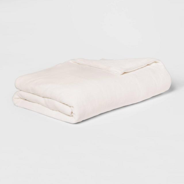 55" x 80" 18lbs Micro Plush Weighted Blanket with Removable Cover Ivory - Threshold™