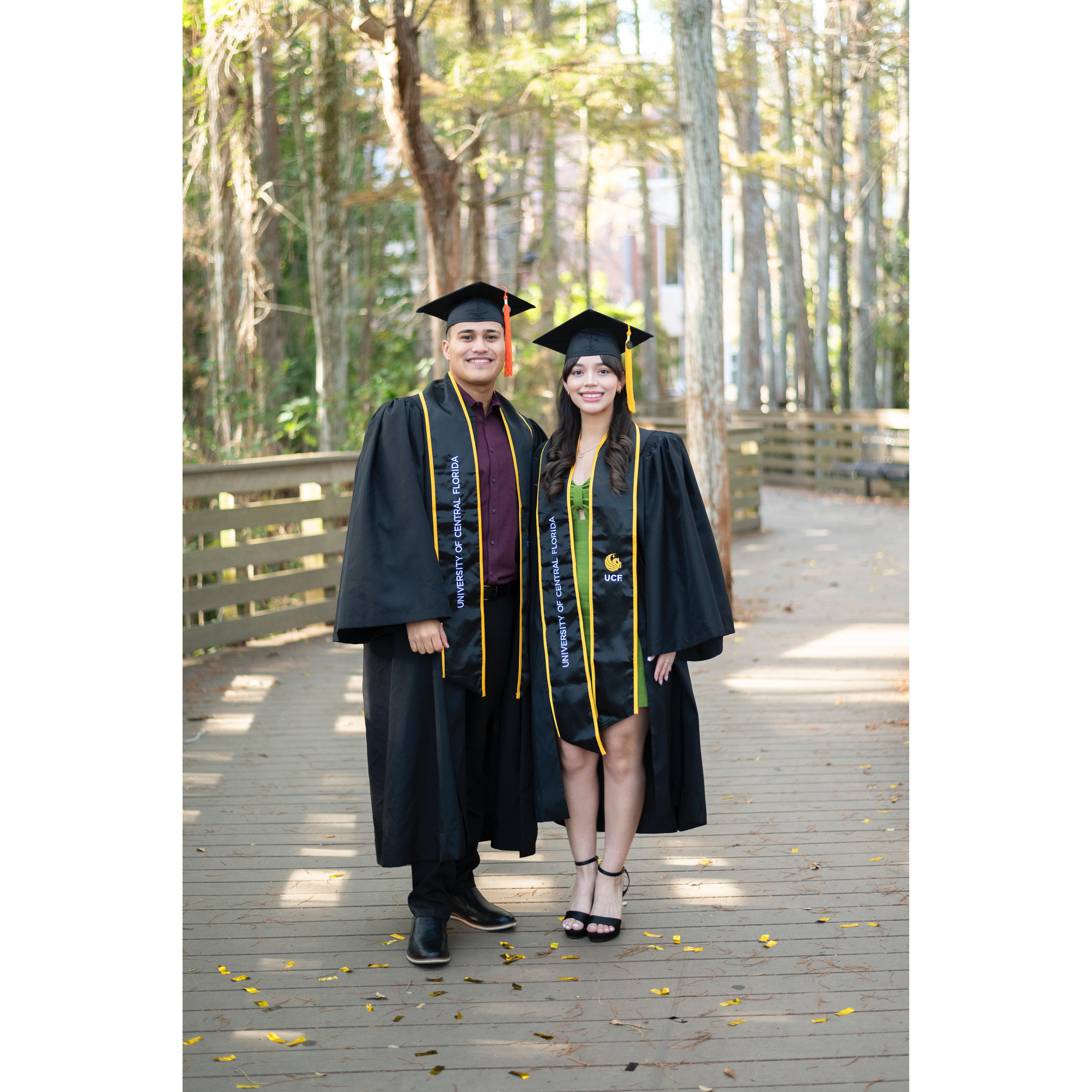 Axel and Desiree taking their graduation photos together