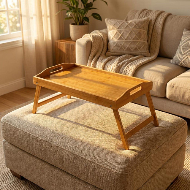 Bamboo Bed Tray | With Handles and Folding Legs | Breakfast in Bed Table | Laptop Stand