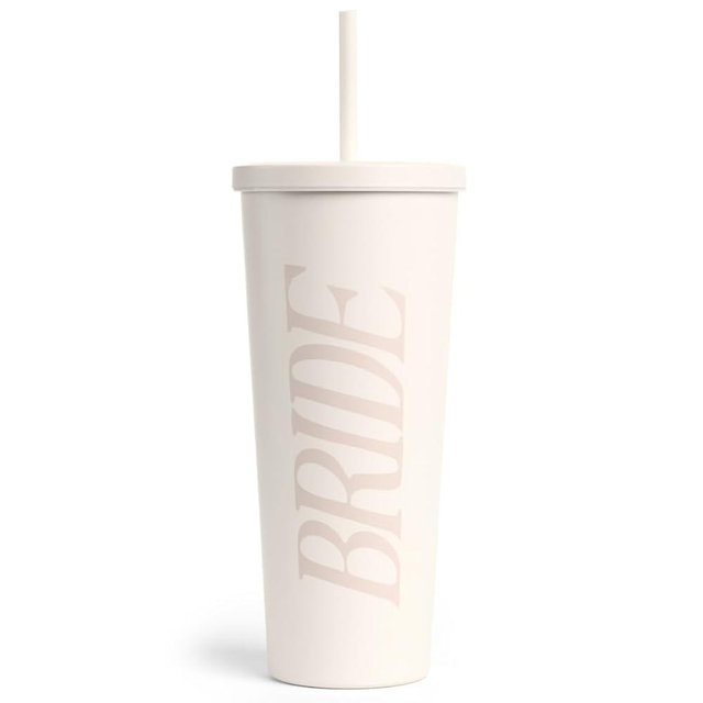 xo, Fetti Bride Tumbler - 24 Oz Stainless Steel Cup | Bachelorette Party, Bridal Shower, Ivory, Bride to Be Gift, Wedding