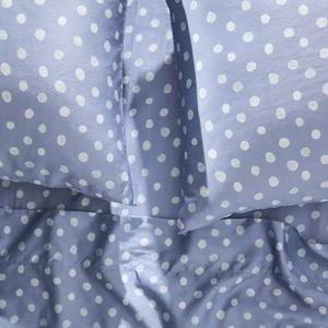 Anthropologie The Organic Cotton Sateen Printed Sheet Set, King - Blue Polka Dot