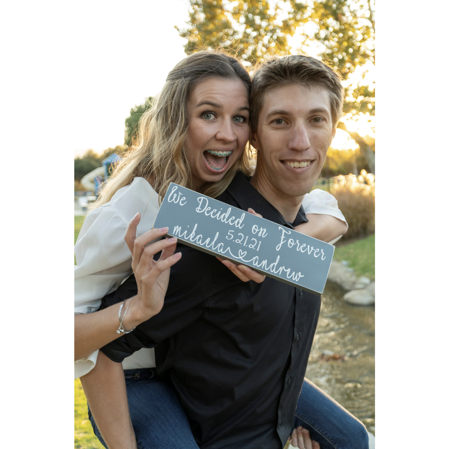 Having some fun while taking engagement photos <3