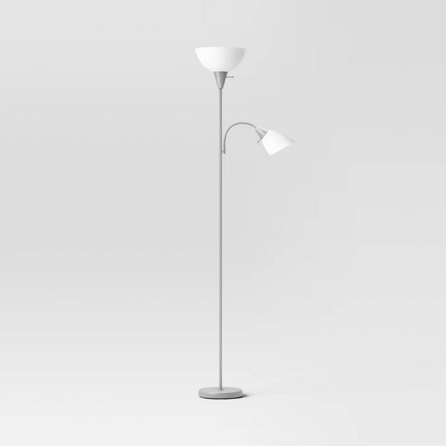 Torchiere with Task Light Floor Lamp Silver - Room Essentials™