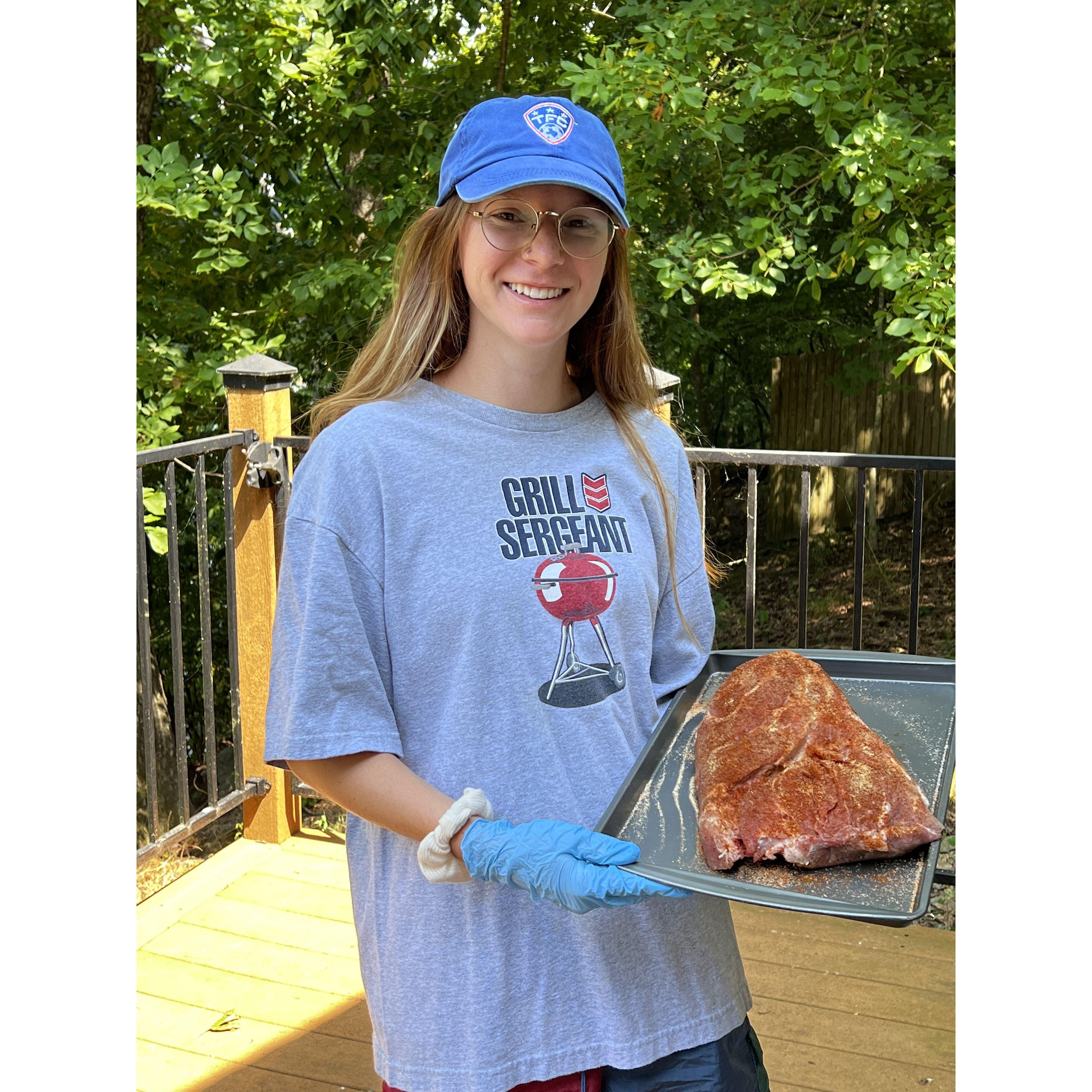 Bailey grilling in Tahlequah (summer of '22)