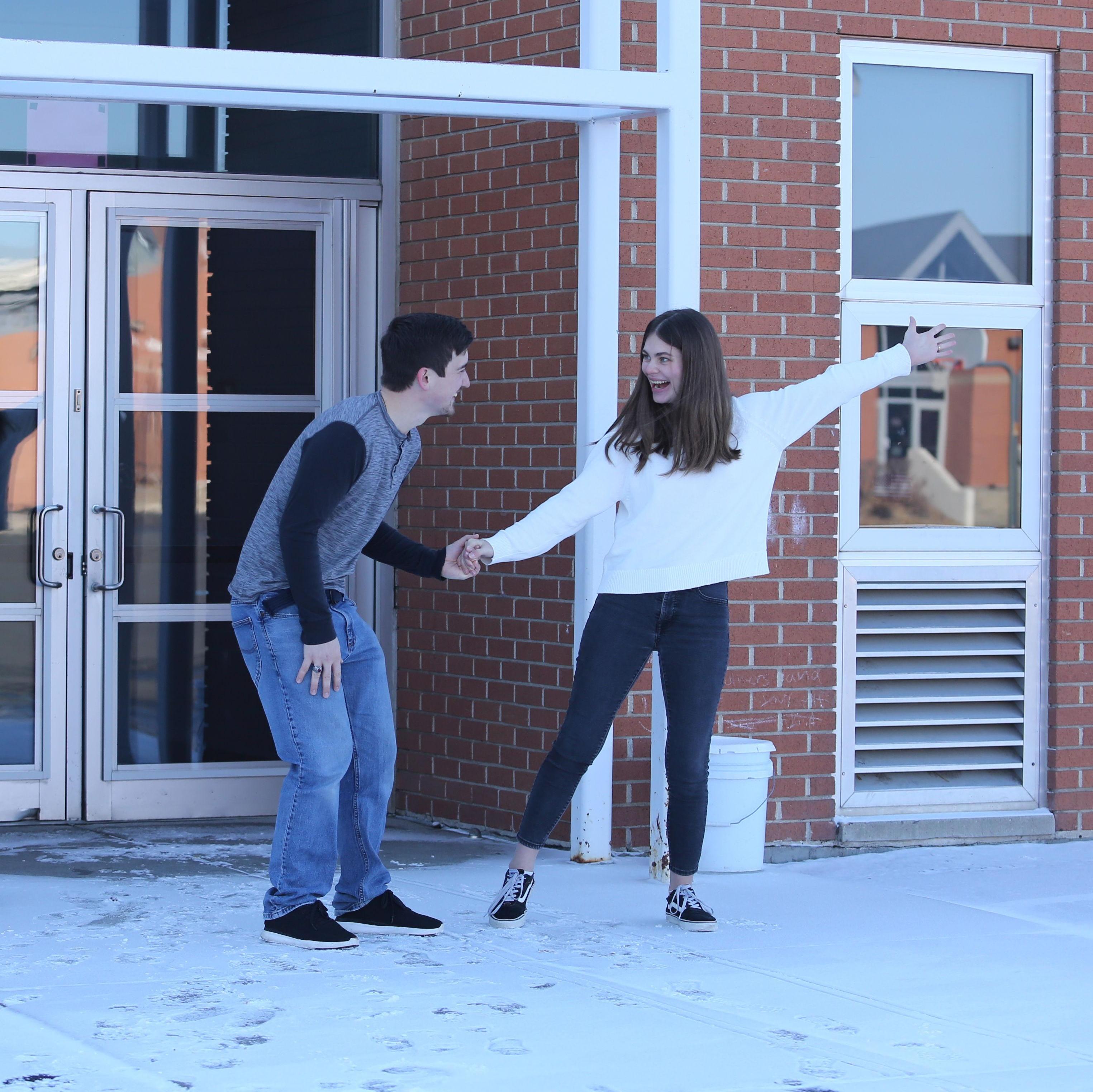 We stopped in the middle of engagement photos to have a dance party!