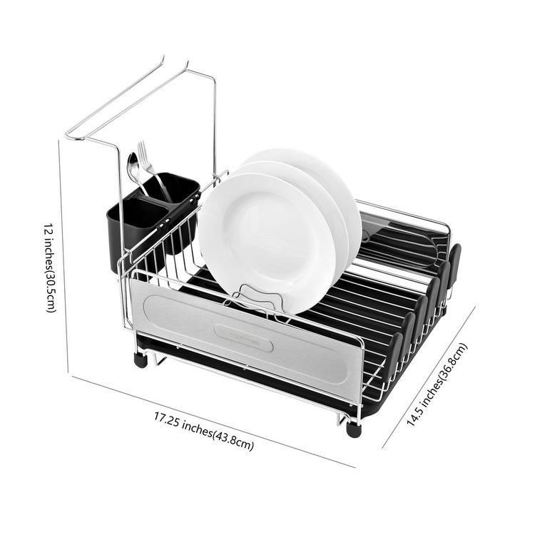 Sabatier Expandable Stainless Steel Dish Rack, 30-Inch, Black