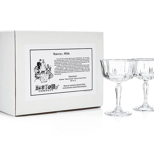 Newport “Social Season” Crystal Cocktail Coupe Glass 2-Piece Set (Gift Box Collection)