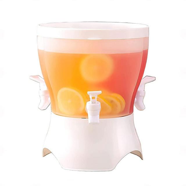 CHASNEY Drink Dispenser 3 Chambers Beverage Kettle Rotating 1.3 Gallon with Leak-proof Spigot Juice Soda Lemonade 360° Rotate Compartments for Parties