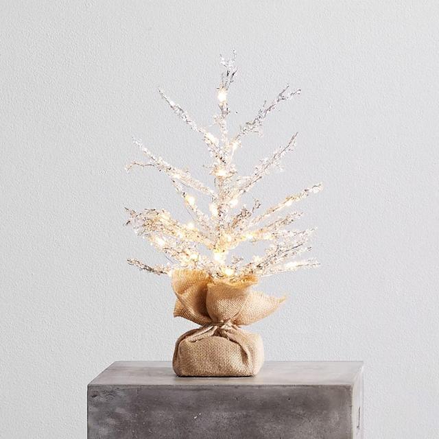 Pre-Lit Snowy Crystal Tree, Brown with White Crystals, Small, 18"H