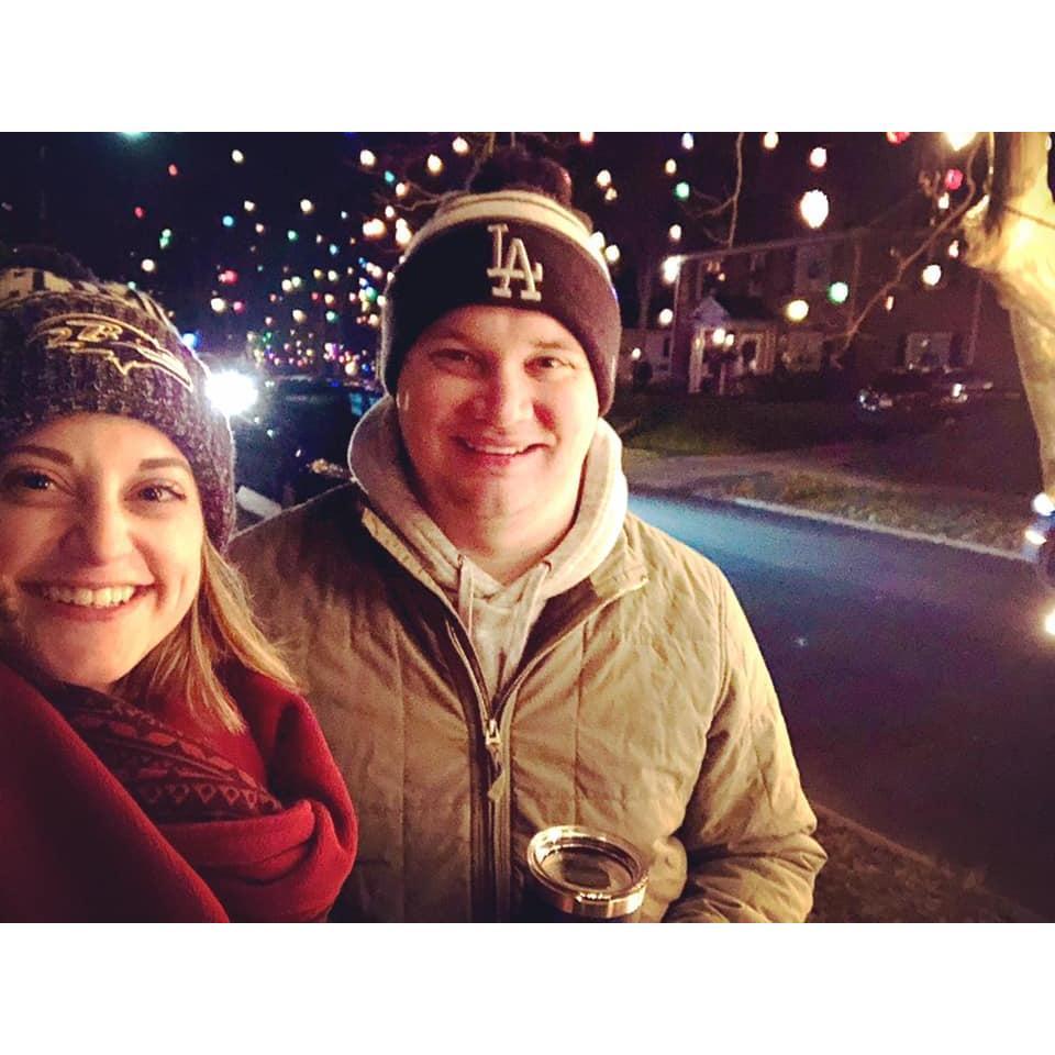 During our annual Christmas Eve walk around the Sunset Hills neighborhood in Greensboro, NC.