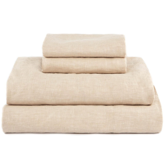 100% French Linen Sheet Set - King - Putty Heather | BOKSER HOME