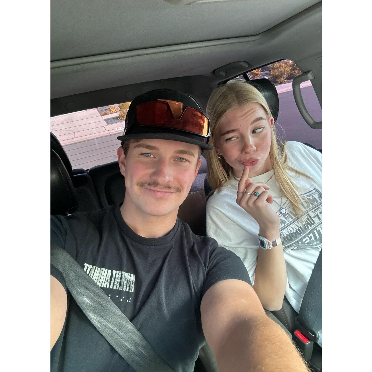 Remember when Micah had a mustache and we dyed it dark brown??
