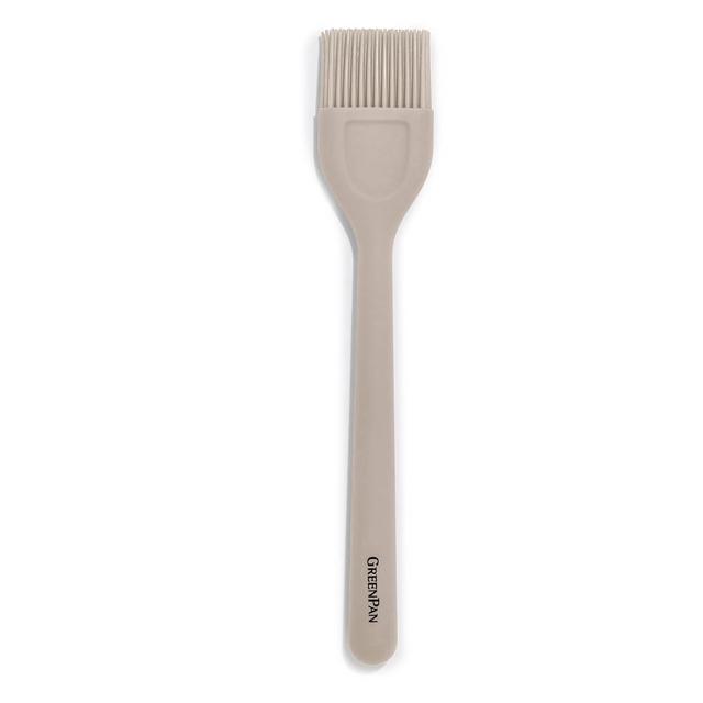 GreenPan Silicone Basting Brush, Cooking Kitchen Utensil, Sauce Marinades BBQ Grill Bake, Flexible Rubber Nonstick Cookware, Steel Core Heat-Resistant, Anti-Slip Handle BPA-Free Dishwasher Safe, Taupe