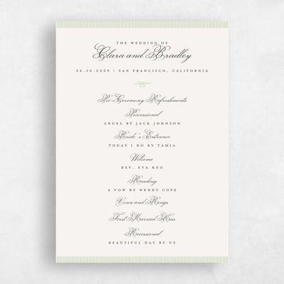 Multi-Colored Wedding Program - Dinard