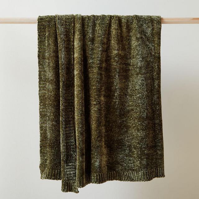 Luxe Chenille Throw, 50"x60", Dark Olive