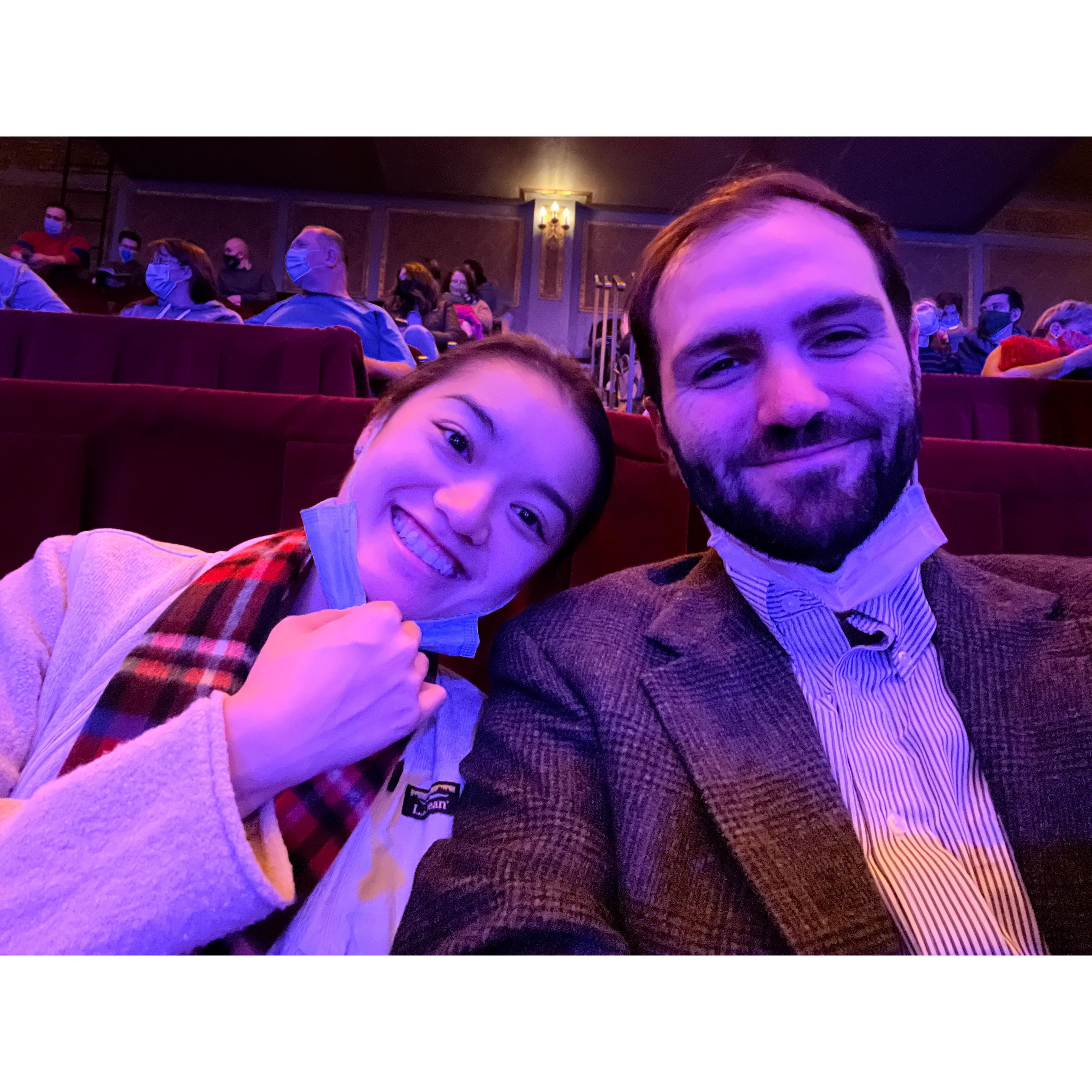 Us at a Broadway show during the pandemic