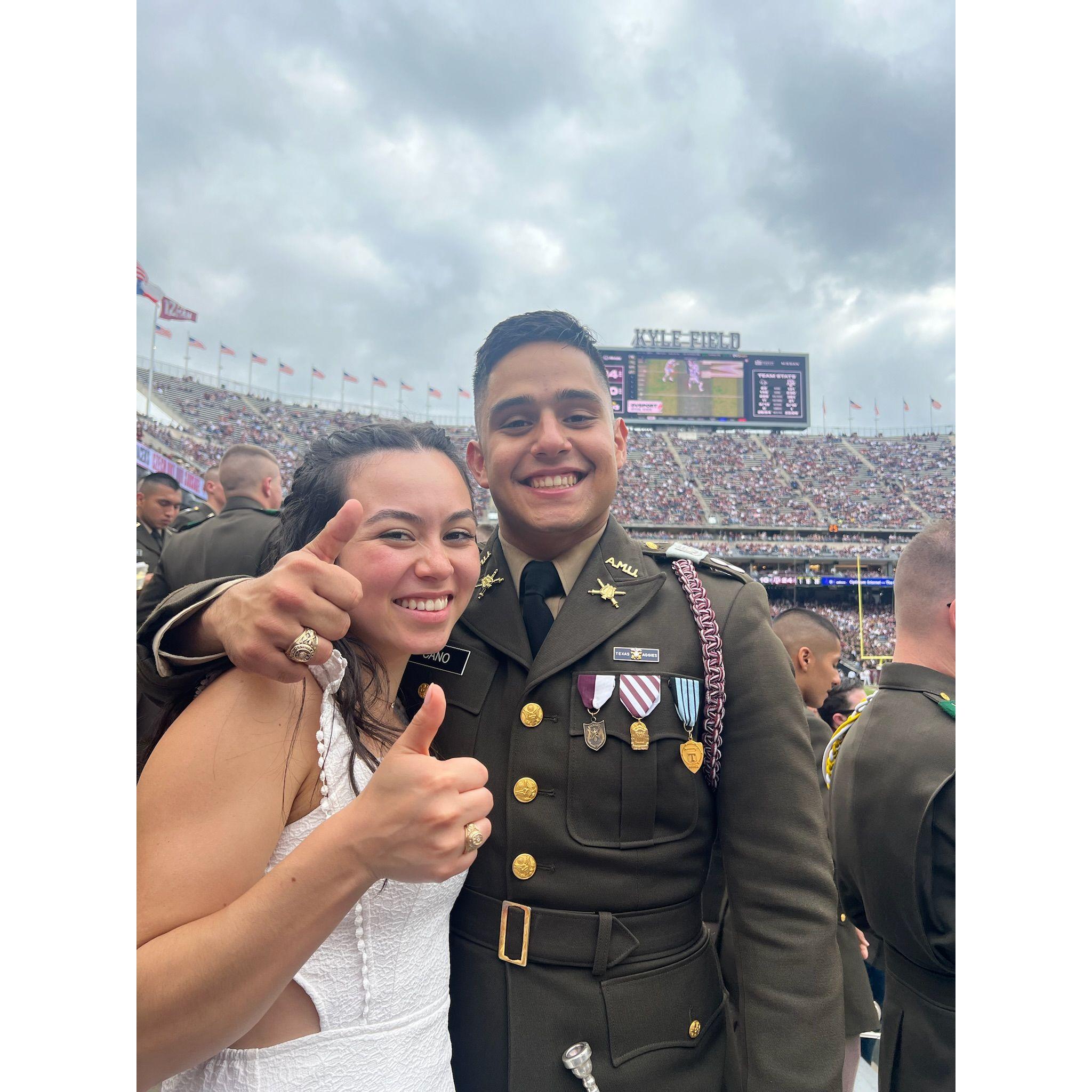 Rene’s last game being in the Aggie Band :’)