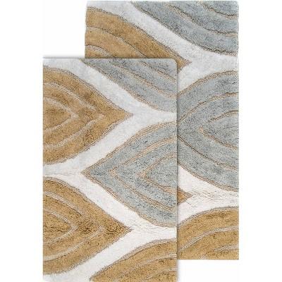 Davenport 2pc Bath Rug Set Tan &#38; White - Chesapeake Merch Inc.