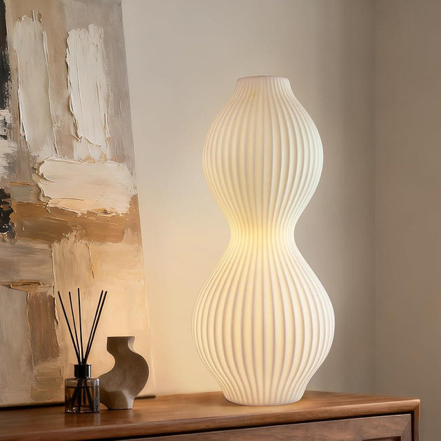 RONDURE 15.8" Modern Ceramic Table Lamp, Fully Dimmable Bedside Lamp for Bedroom Living Room Nightstand, White Translucent Ceramic Shade, Warm Ambient Decorative Corded Lighting, Bulb Included