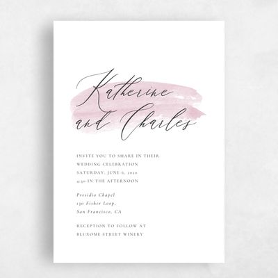 Pink Wedding Invitation - Violin Stroke